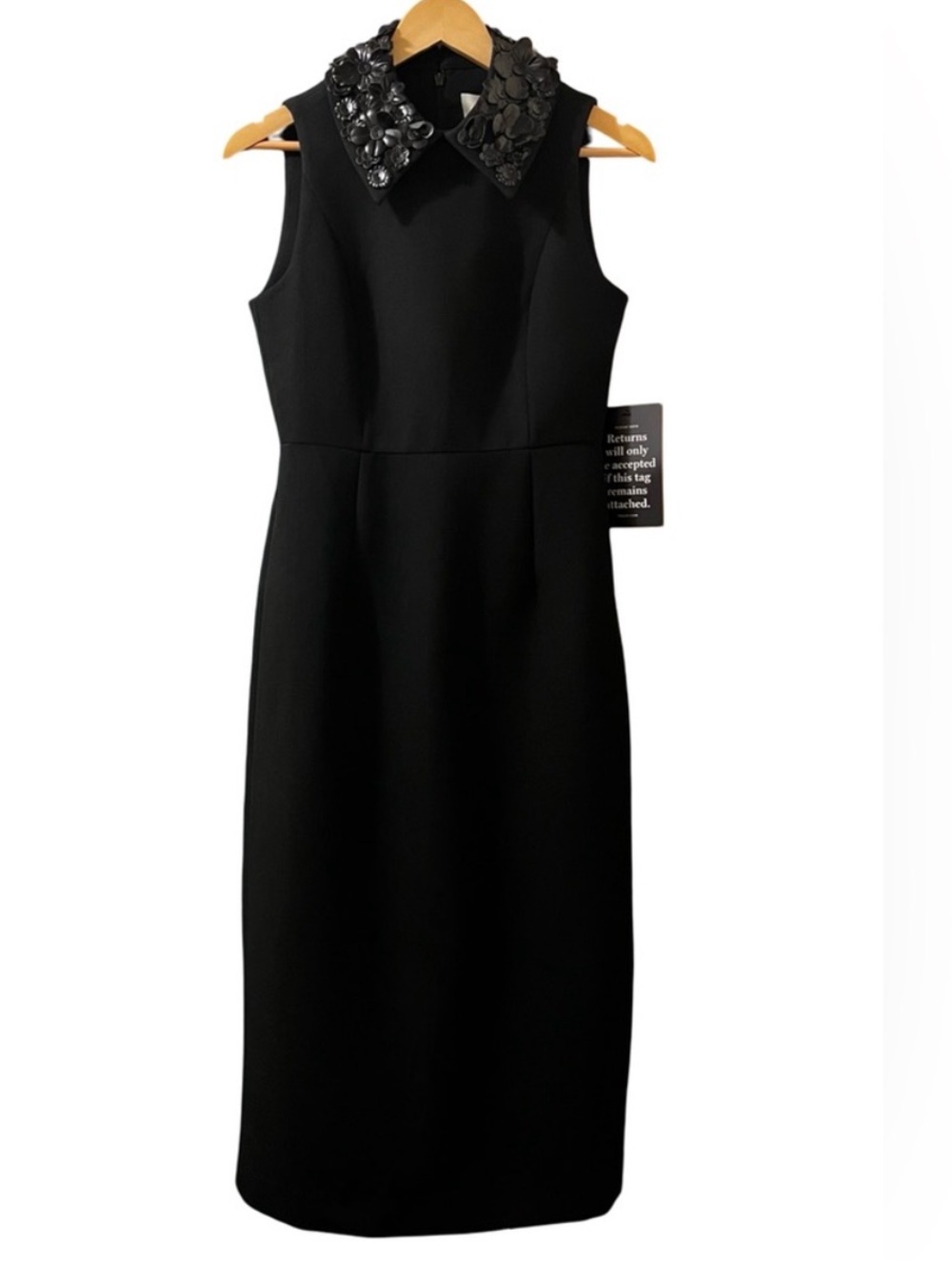 NWT Tuckernuck Helena Black Floral Applique Collar Sleeveless Sheath Midi Size S - Picture 5 of 14